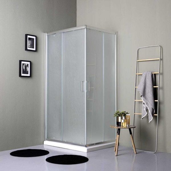 Cabina Doccia Rettangolare 100X80 Satinata Ante Scorrevoli 6Mm | Giada-image