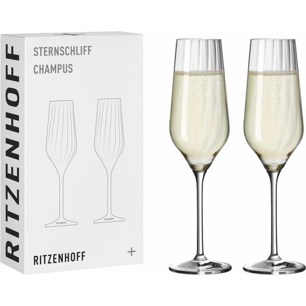 Ritzenhoff Champusglas 2Er-Set Sternschliff 002, Kristallglas, 250 Ml, 3751001-image