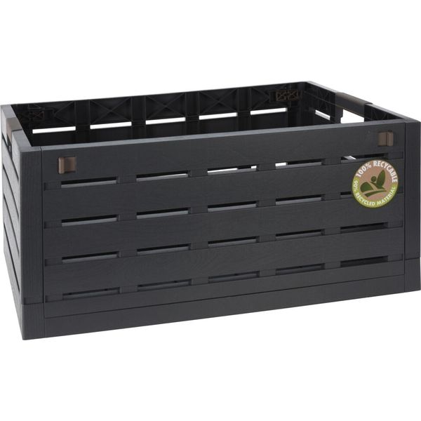 Cassetta Pieghevole Xxl 60 Litri Antracite - 59 X 40 Cm - Cassetta Pieghevole Universale In Look Legno - Cestino Spesa Pieghevole-image