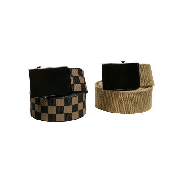 Urban Classics TB5139 | Cintura In Tela A Quadri E Tinta Unita 2-Pack Da S/M A L/Xl - Colore: Olive/Black - Taglia: L/Xl-image