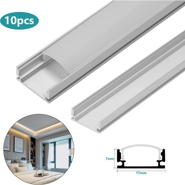 Fiqops 10X1M Profilo In Alluminio Led Profilo In Alluminio Led Guida In Alluminio Modelli Interni Per Strisce Led Apparecchio Anodizzato Forma A U-image