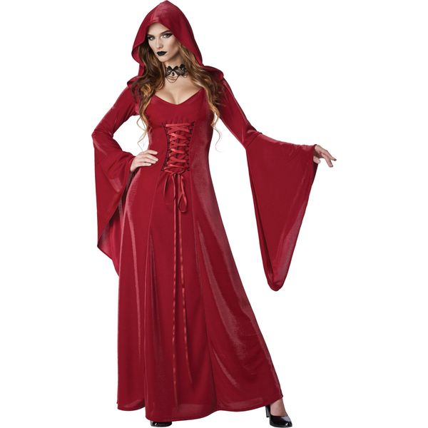 Costume Gotico Halloween Da Donna Maniche A Trombetta Rosso - Xs (36/38)-image