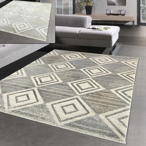 Tappeto Marocchino A Diamante Per Corridoio E Soggiorno - Bianco Crema Dimensioni - 80 X 300 Cm-image