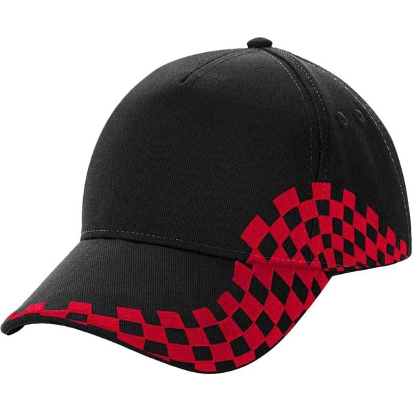 Beechfield - Cappello Da Baseball "Grand Prix"" Per Uomo/Donna Unisex PC4881 (Taglia Unica) (Nero/Rosso)"-image