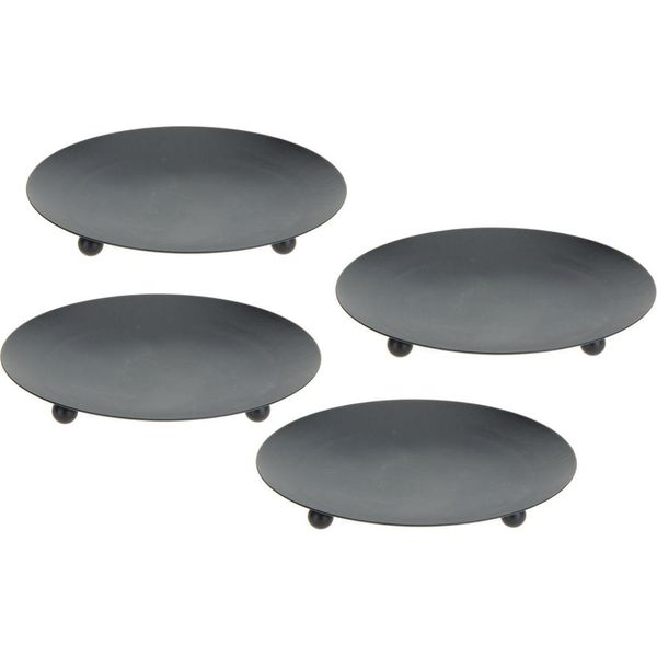 Set Di 4 Candele Rotonde Ø 8,5 Cm - Nero - Portacandele A Colonna (Piccolo)-image