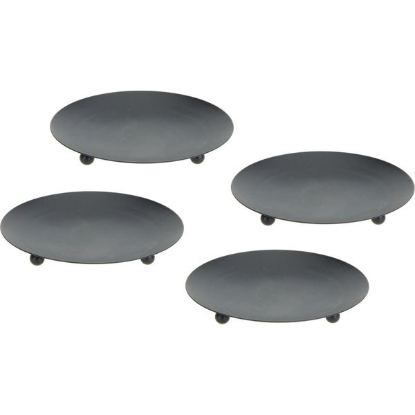 Set Di 4 Candele Rotonde Ø 12 Cm - Nero - Portacandele A Colonna (Grande)-image