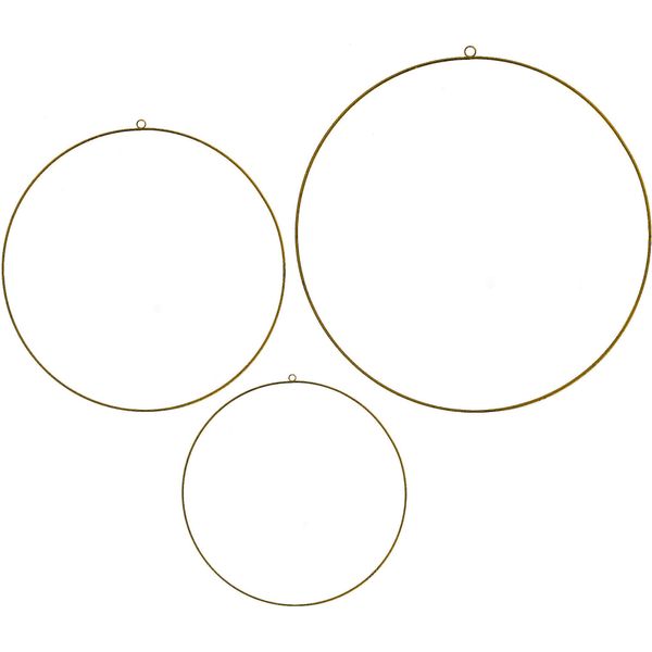 Set Di 3 Anelli Da Appendere In Ferro - 1X 30 Cm, 1X 40 Cm, 1X 50 Cm - Oro-image