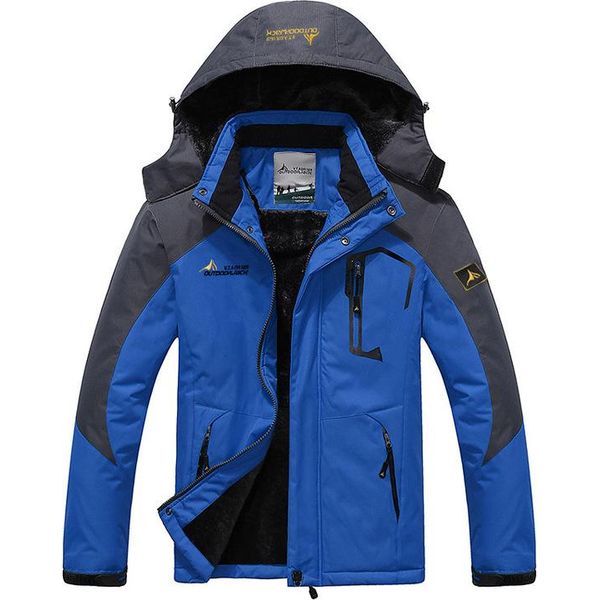 Giacche Invernali Calde All'aperto Parka Cappotto Invernale Con Cappuccio Staccabile Con Cerniera Giacche Da Uomo Blu, Taglia 4XL-image