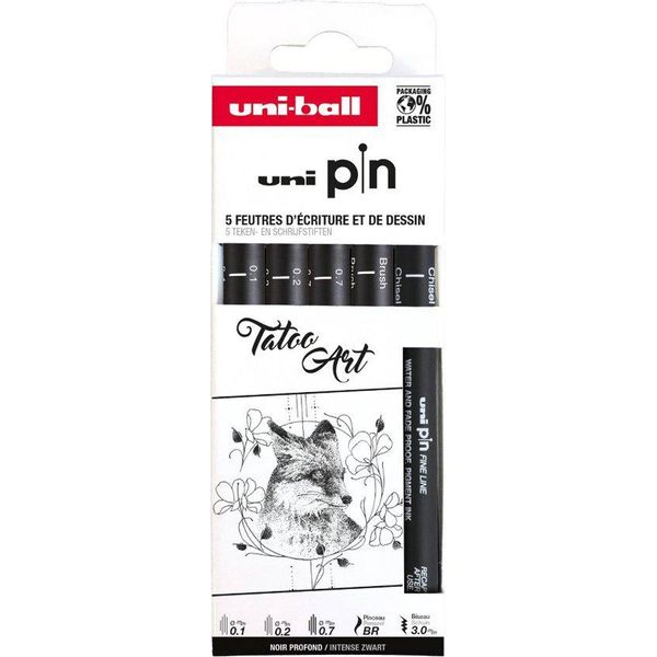 Uni-Ball PIN/5 Pf ASP018 Uni-Ball Fineliner Pin "Tatoo Art"" Pf, Set Da 5"-image