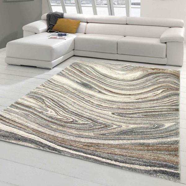 Tappeto Moderno Di Design Per Il Soggiorno - Marmo Liquido Beige Grigio Dimensioni - 160 X 230 Cm-image