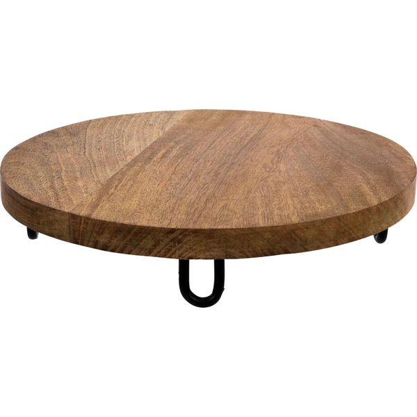 Piatto Da Portata Rotondo In Legno Di Mango Massiccio - Ø 29 Cm - Con Piedini-image