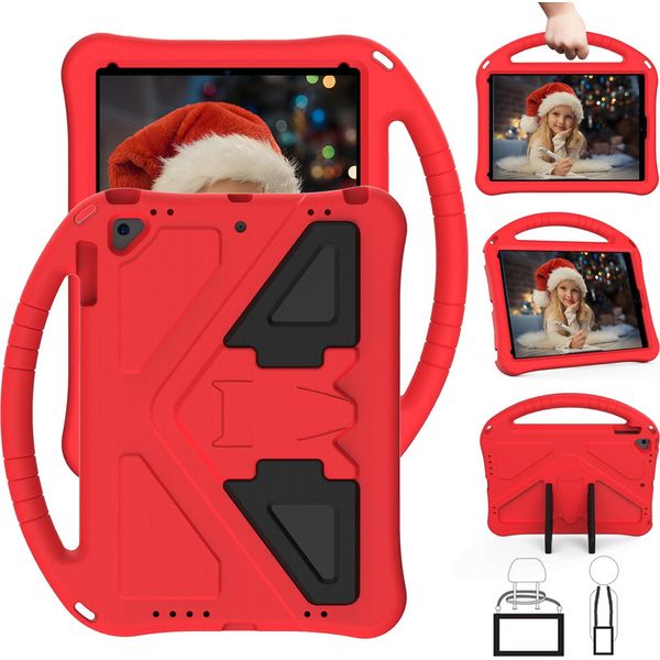 Custodia Per Bambini Per Ipad Air 2 / Ipad 6Th / Ipad Pro 9.7, Custodia Antiurto Leggera In Eva Con Supporto Pieghevole E Maniglia Rossa-image