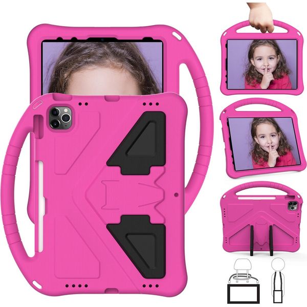 Custodia Per Bambini Per Ipad Air 5 2022/ Air 4 2020/ Pro 11 2021/2020/2018, Ipad 10.9" Air 5A/4A Generazione, Custodia Antiurto Leggera In Eva Con Supporto Pieghevole E Maniglia Rosa"-image