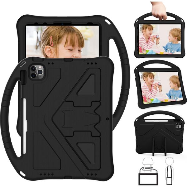 Custodia Per Bambini Per Ipad 10.2 2022, Custodia Antiurto Leggera In Eva Con Supporto Pieghevole E Maniglia Nera-image