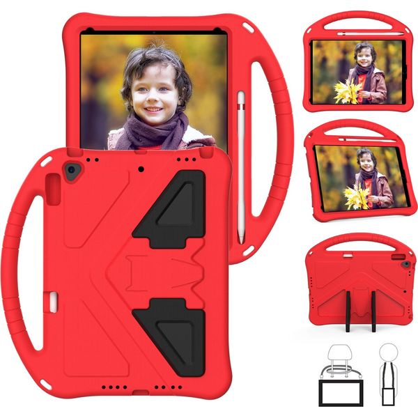 Cover Per Bambini Per Ipad 10.2 2021/2020/2019, Ipad 9°/8°/7° Generazione, Eva Lightweight Shockproof Foldable Stand, Kids Grip Protective Cover Rosso-image