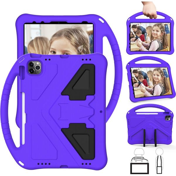 Custodia Per Bambini Per Ipad 10.2 2022, Custodia Antiurto Leggera In Eva Con Supporto Pieghevole E Maniglia Viola-image