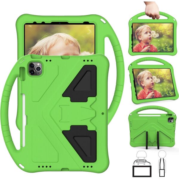 Custodia Per Bambini Per Ipad Air 5 2022/ Air 4 2020/ Pro 11 2021/2020/2018, Ipad 10.9" Air 5A/4A Generazione, Custodia Antiurto Leggera In Eva Con Supporto Pieghevole E Maniglia Verde"-image