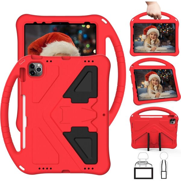 Custodia Per Bambini Per Ipad 10.2 2022, Custodia Antiurto Leggera In Eva Con Supporto Pieghevole E Maniglia Rossa-image