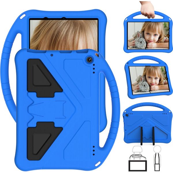 Custodia Per Bambini Per Amazon Fire Hd 10 / 10 Plus 10.1" 11Th Gen 2021, Custodia Antiurto Leggera In Eva Con Supporto Pieghevole E Maniglia Blu"-image