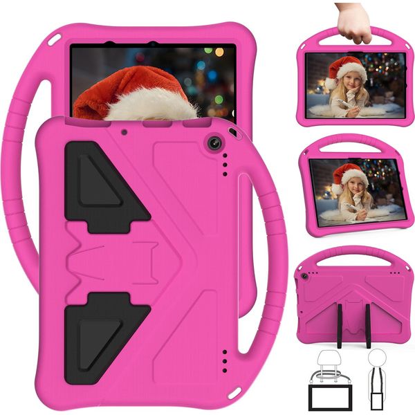 Custodia Per Bambini Per Amazon Fire Hd 10 / 10 Plus 10.1" 11Th Gen 2021, Eva Lightweight Shockproof Foldable Stand, Kids Handle Protective Case Pink"-image