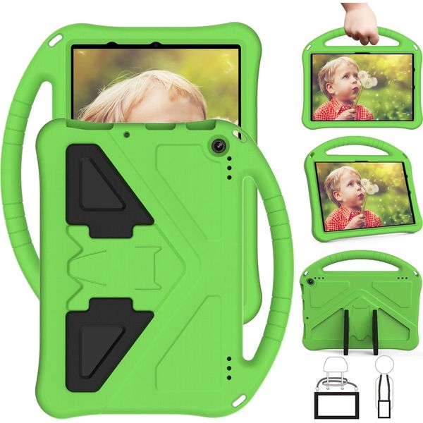 Custodia Per Bambini Per Amazon Fire Hd 10 / 10 Plus 10.1" 11Th Gen 2021, Eva Lightweight Shockproof Foldable Stand, Kids Grip Protective Cover Verde"-image