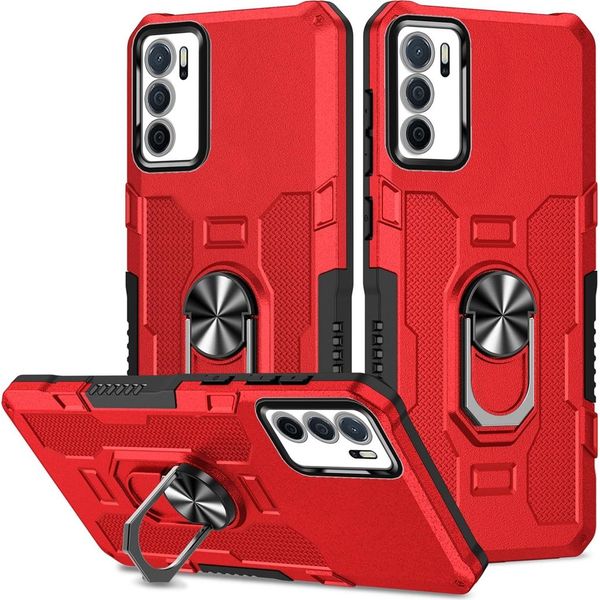 Oppo A16 / A16S Case, Resistente Custodia A Doppio Strato Con Supporto Ad Anello E Supporto Per Oppo A16 / A16S Rosso-image