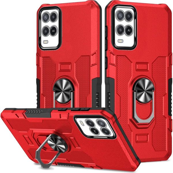 Oppo A54 4G / A55 4G Case, Resistente Custodia A Doppio Strato Con Supporto Ad Anello E Supporto Per Oppo A54 4G / A55 4G Rosso-image