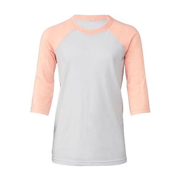 Bella+Canvas Unisex T-Shirt Gioventù Manica 3/4 Baseball Tee 3200Y Mehrfarbig White/Heather Peach S-image