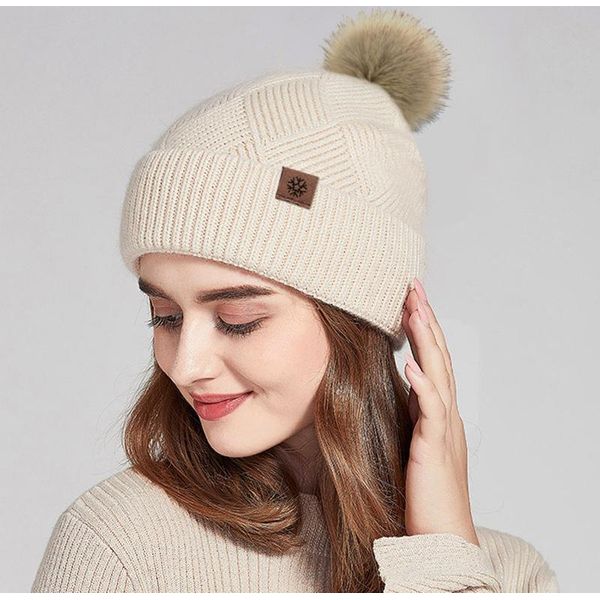 Set Di Sciarpa, Berretto E Guanti Invernali In Maglia Calda, Cappello Morbido Ed Elasticizzato Con Morbidi Pompon, Sciarpa E Guanti Per Uomo E Donna, Khaki-image