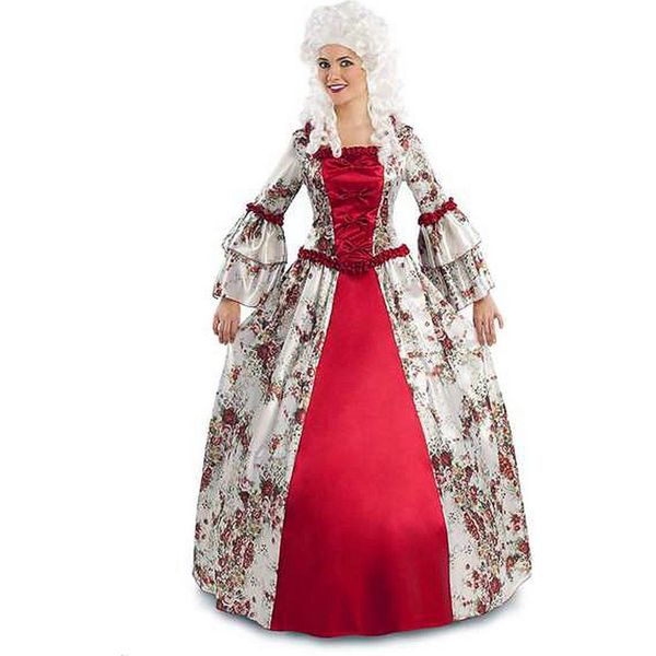 Costume Da Donna Barocco Medievale Nobile Principessa Fiore Rosso - S-image