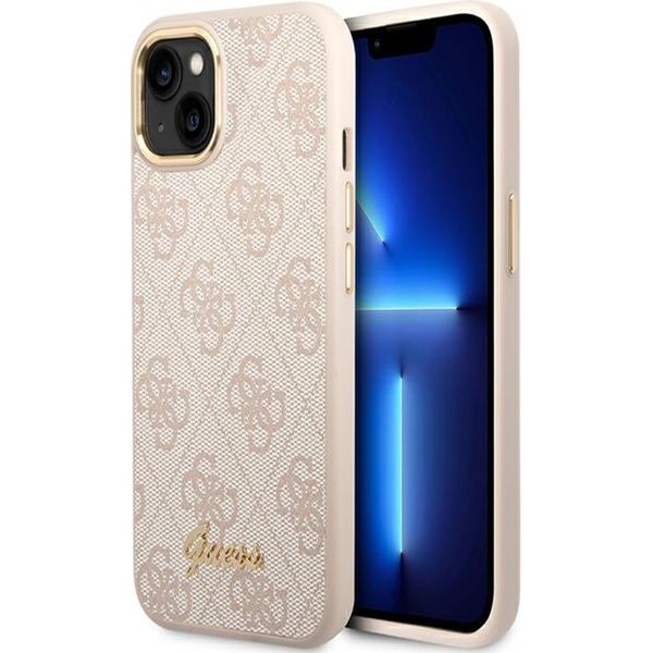 Guess Guhcp14Shg4Shp Custodia Rigida Per Iphone 14 / 15 / 136.1 RóżOwy/Pink 4G Vintage Gold Logo-image