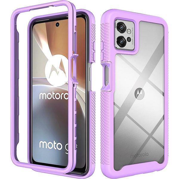 Moto G32 Case, Hybrid Transparent Back Cover, Rugged Tpu Bumper, Custodia Antiurto Per Motorola Moto G32 Purple-image
