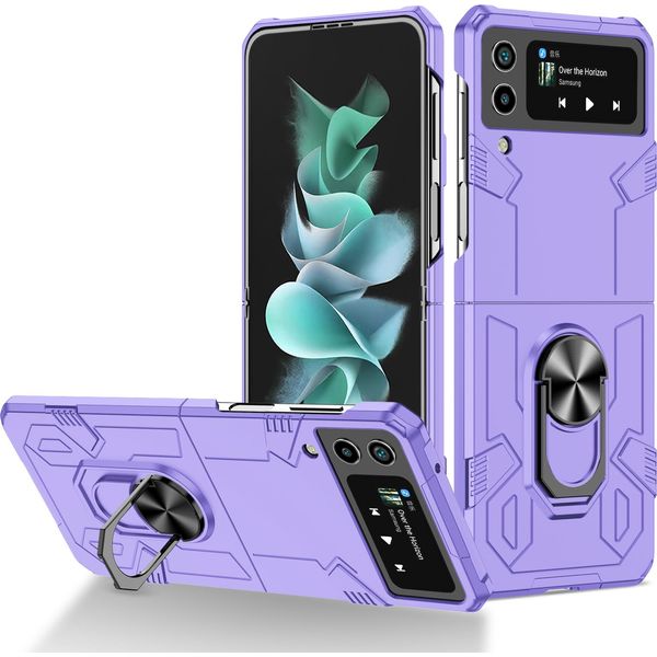 Custodia Galaxy Z Flip4, Pc Rigido Robusto, Custodia Antiurto Con Supporto Ad Anello E Supporto Per Samsung Galaxy Z Flip 4 5G Viola-image
