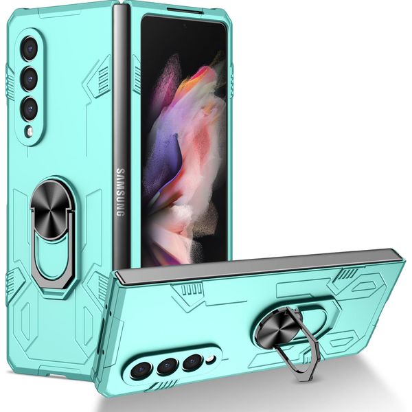 Custodia Galaxy Z Fold3, Pc Rigido Robusto, Custodia Antiurto Con Supporto Ad Anello E Supporto Per Samsung Galaxy Z Fold 3 5G Blu-image