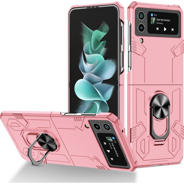 Custodia Galaxy Z Flip4, Pc Rigido Robusto, Custodia Antiurto Con Supporto Ad Anello E Supporto Per Samsung Galaxy Z Flip 4 5G Rosa-image