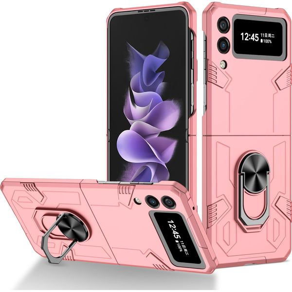 Custodia Galaxy Z Flip3, Pc Rigido Robusto, Custodia Antiurto Con Supporto Ad Anello E Supporto Per Samsung Galaxy Z Flip 3 5G Rosa-image