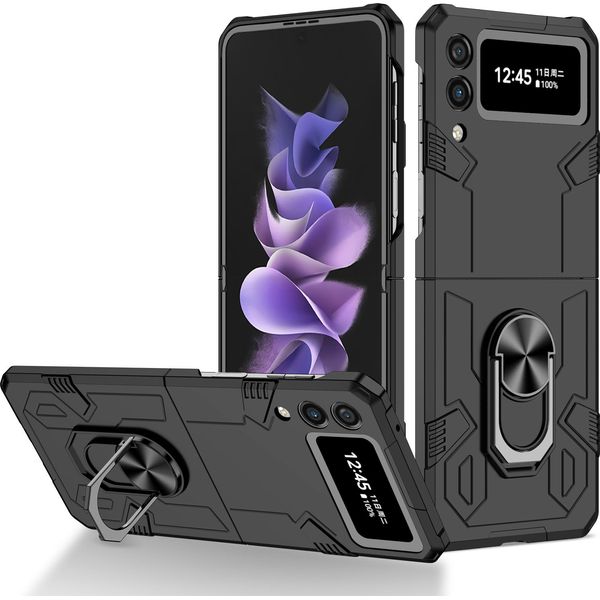 Custodia Galaxy Z Flip3, Robusta Custodia Rigida In Pc, Antiurto, Supporto Ad Anello, Supporto Protettivo Per Samsung Galaxy Z Flip 3 5G Nero-image