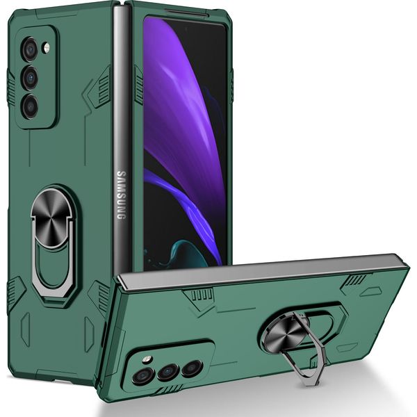 Custodia Galaxy Z Fold2, Robusta Custodia Rigida In Pc, Antiurto, Supporto Ad Anello, Supporto Protettivo Per Samsung Galaxy Z Fold 2 5G Verde-image