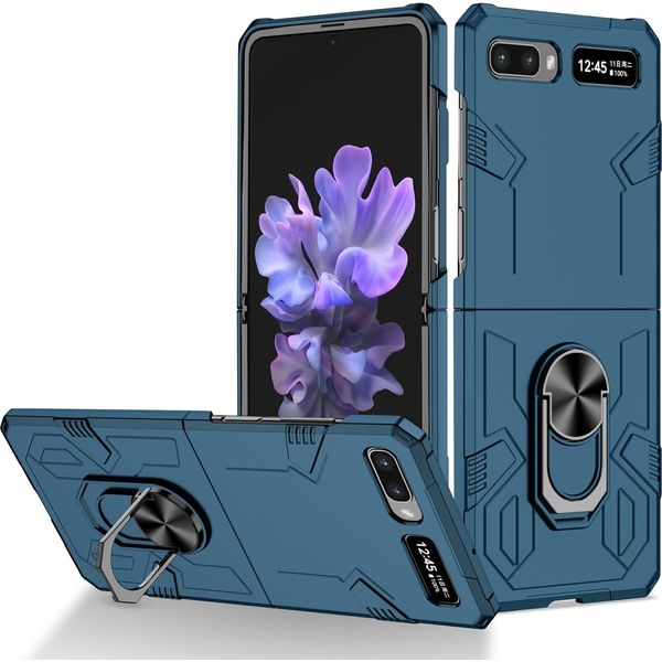 Custodia Galaxy Z Flip, Pc Rigido Robusto, Custodia Antiurto Con Supporto Ad Anello E Supporto Per Samsung Galaxy Z Flip 5G Blu Scuro-image
