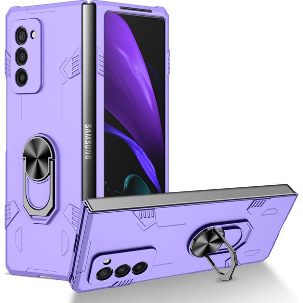 Custodia Galaxy Z Fold2, Robusta Custodia Rigida In Pc, Antiurto, Supporto Ad Anello, Supporto Protettivo Per Samsung Galaxy Z Fold 2 5G Viola-image