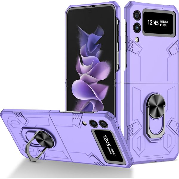 Custodia Galaxy Z Flip3, Pc Rigido Robusto, Custodia Antiurto Con Supporto Ad Anello E Supporto Per Samsung Galaxy Z Flip 3 5G Viola-image