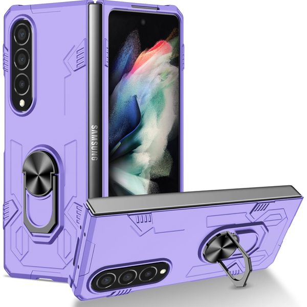 Custodia Galaxy Z Fold4, Pc Rigido Robusto, Custodia Antiurto Con Supporto Ad Anello E Supporto Per Samsung Galaxy Z Fold 4 5G Viola-image