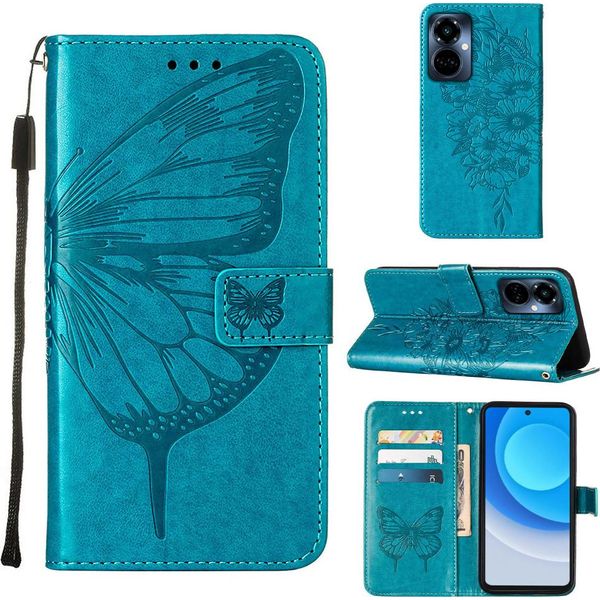 Tecno Camon 19 Pro 5G Case, Butterfly Relief Flip Custodia In Pelle Con Slot Per Schede E Supporto Per Tecno Camon 19 Pro 5G Blu-image