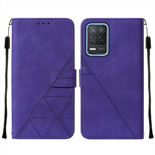 Custodia In Pelle Flip Per Oppo Realme 8 5G / Realme V13 5G / Narzo 30 5G Custodia Design Portafoglio Con Goffratura, Porta Carte E Supporto Viola-image