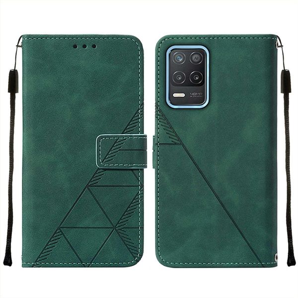 Custodia In Pelle Flip Per Oppo Realme 8 5G / Realme V13 5G / Narzo 30 5G Custodia Design Portafoglio Con Goffratura, Porta Carte E Stand Verde-image