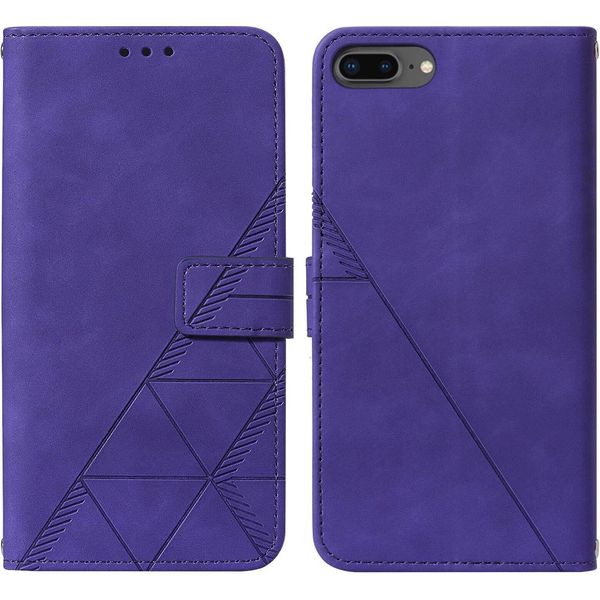 Custodia In Pelle Flip Per Iphone 8 Plus/ 7 Plus/ 6S Plus/ 6 Plus Custodia Design Portafoglio Con Goffratura, Porta Carte E Supporto Viola-image