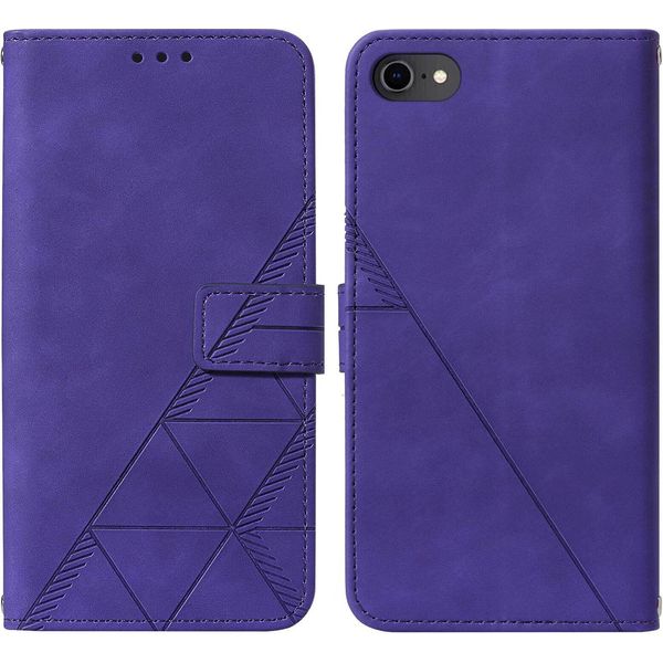 Custodia In Pelle Flip Per Iphone Se 2020 / 8 / 7 / 6S / 6 Custodia Design Portafoglio Con Goffratura, Porta Carte E Supporto Viola-image