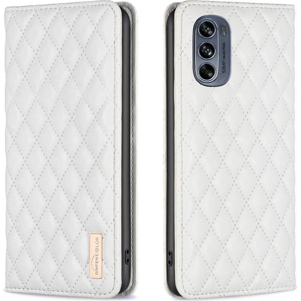 Moto G62 5G Case, Elegante Custodia In Pelle Flip Con Slot Per Schede E Supporto Per Motorola Moto G62 5G Bianco-image