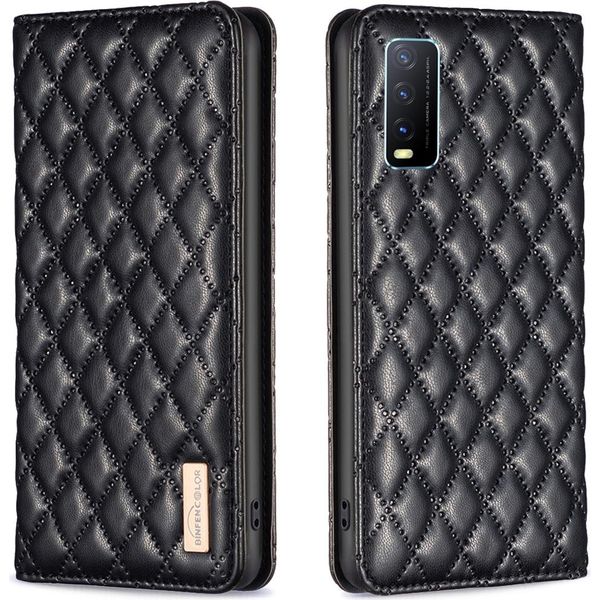 Custodia Per Vivo Y20, Elegante Custodia In Pelle Flip Con Slot Per Schede E Supporto Per Vivo Y20 Nero-image