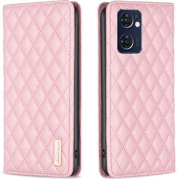 Oppo Reno7 5G / Find X5 Lite Case, Elegante Bookstyle Flip Custodia In Pelle Portacarte Con Supporto Per Oppo Reno7 5G / Find X5 Lite Rosa-image